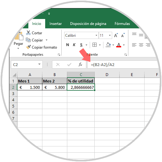 Aumento en el porcentaje de Excel?