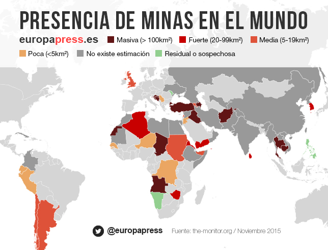 ¿Países con más minas antipersonal?