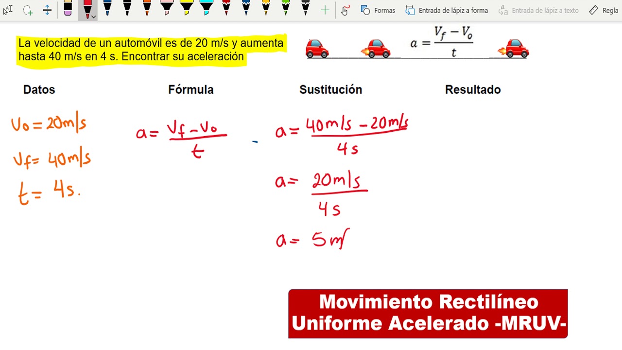 ¿Cómo se calcula la aceleración en un movimiento uniformemente acelerado?