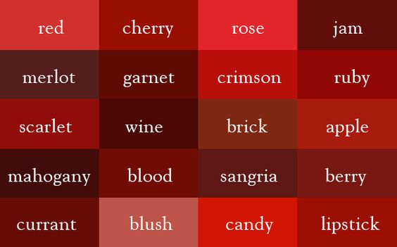 ¿Cuáles son los tonos de rojo?